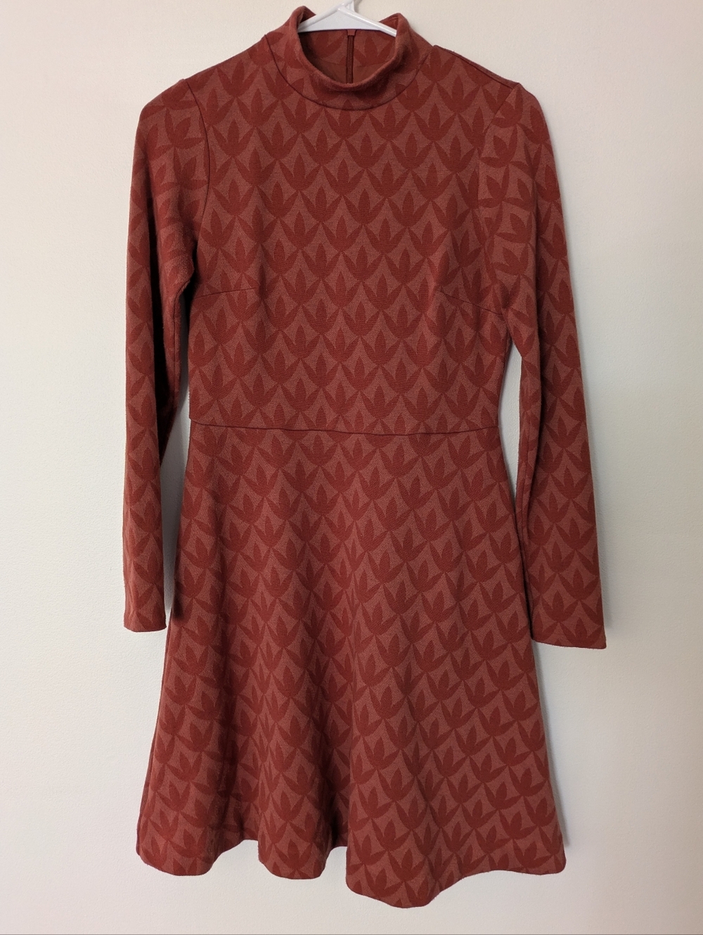 Boden High Neck Jacquard Long-Sleeve A-Line Dress ~ Sz 2R